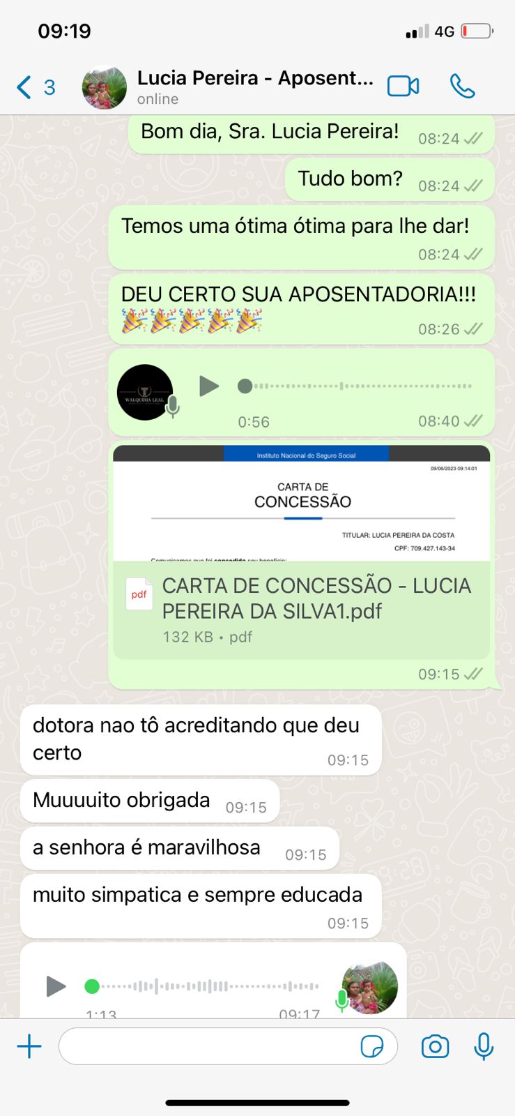 Depoimento de Lucia Pereira da Costa